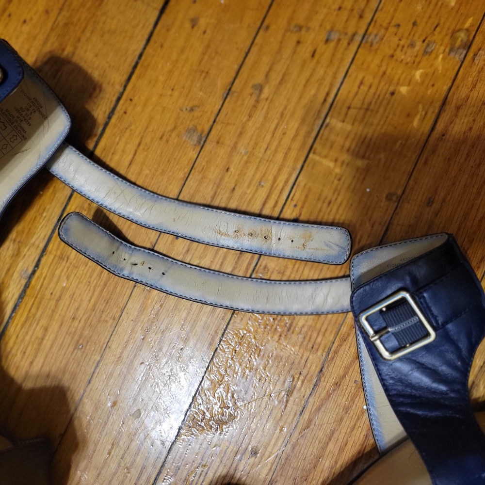 Lands' End Blue Strappy Adjustable Sandals with Gold Buckle Size 7B - Picture 15 of 16
